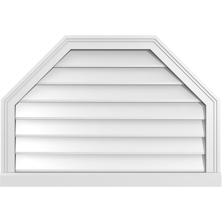 Ekena Millwork Octagonal Top Surface Mount PVC Gable Vent w/ 2"W x 2"P Brickmould Sill Frame, 32"W x 22"H GVPOT32X2203SN